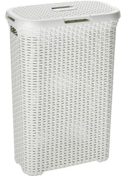 Curver Style Coș De Rufe Din Paie 60lt Cu Capac 44.8x34.1x61.5cm Alb