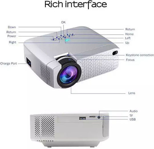 Andowl Q-A16B Mini Beamer LCD Mit Einfache Lampe mit Wi-Fi und Eingebauten Lautsprechern Q-A16