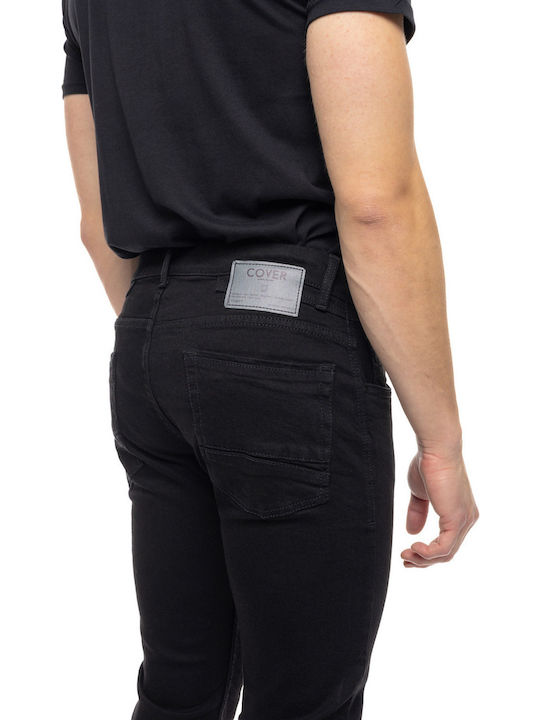 Teddy Men's Elastic Jeans Pants with Slim Fit Black