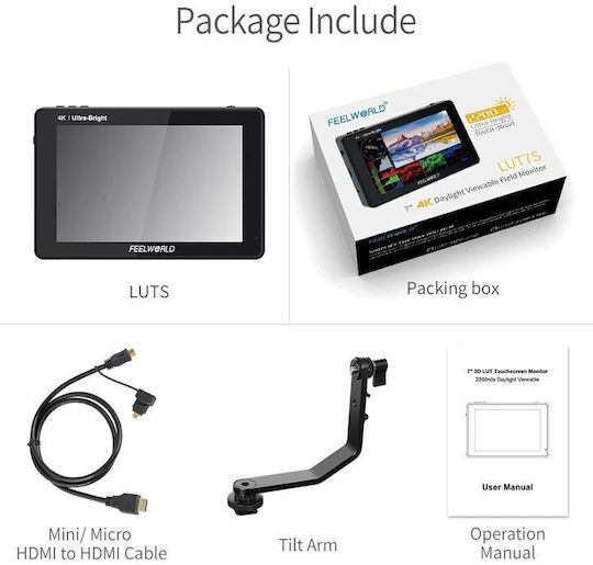 FeelWorld LUT7S 7" 3D LUT 4K HDMI and SDI Monitor Αξεσουάρ Φωτογραφικής Μηχανής