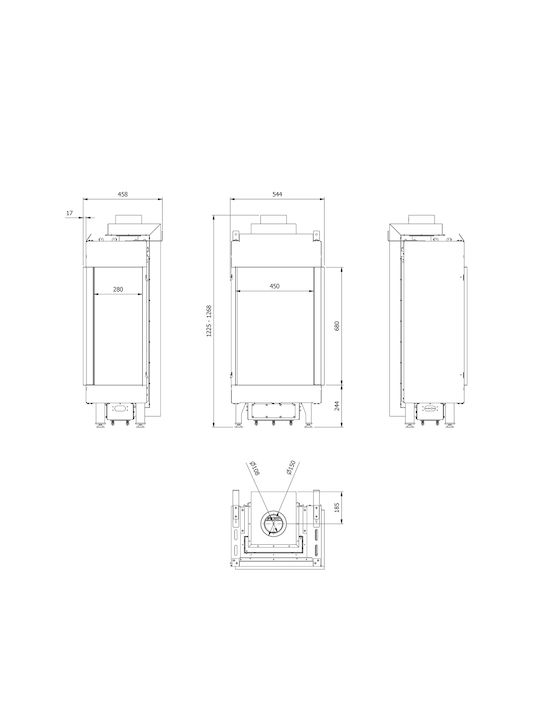 Kratki Leo P 45 68 G31 37 MBAR Gas Fireplace Insert with Right Corner Window 3.8kW