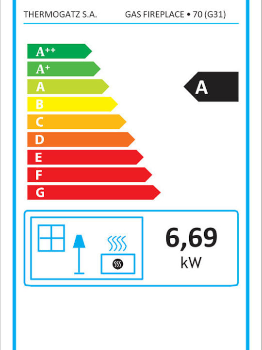 Thermogatz Kaminofen Gas 7.8kW Gerade mit fester Tür