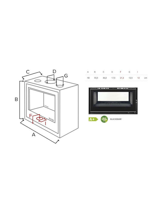 Bellido Llama Cristal 100 DF Kaminofen Kassette Holz 11.6kW Durchsichtige mit Schiebetür Geschlossenes Ausdehnungsgefäß