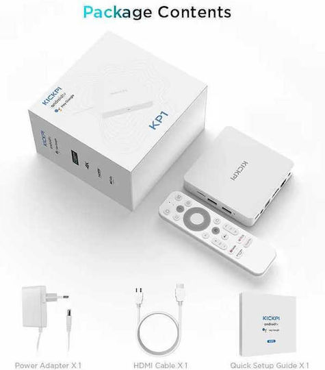 Zehnder TV Box KICKPI-KP1 4K UHD with WiFi USB 2.0 2GB RAM and 32GB Storage Space with Operating System Android 11.0 and Google Assistant