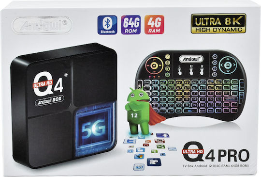 Andowl TV Box Q 4 PRO Mini 6K UHD με WiFi USB 2.0 4GB RAM και 64GB Αποθηκευτικό Χώρο με Λειτουργικό Android 10.0