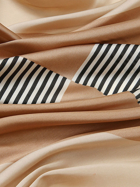 Satin Linear Beige Scarf