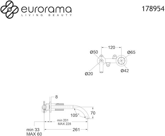 Eurorama Set Mixer & Gură Îngropată pentru Lavabo 1 Ieșire Auriu