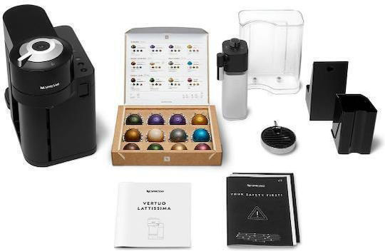 De'Longhi Lattissima Espressor pentru capsule Vertuo Presiune 19bar cu Spumant de lapte Neagră