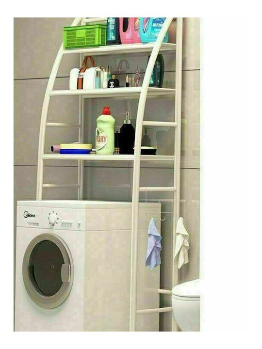 Newest Подов Рафт за баня Метален с 3 рафта 66x25x161см Бял
