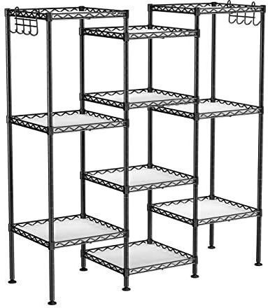 Songmics Floor Bathroom Shelf Metallic 30x30x123.5cm Black