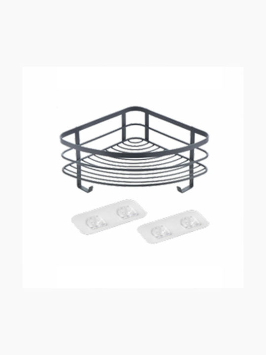 Metaltex 401142 Γωνιακή Επιτοίχια Ραφιέρα Μπάνιου Μεταλλική με 1 Ράφι 21x21x13cm