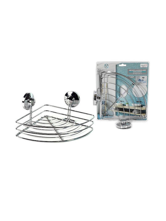 ArteLibre Corner Wall Mounted Bathroom Shelf Metallic 28x20.5x11.5cm Silver