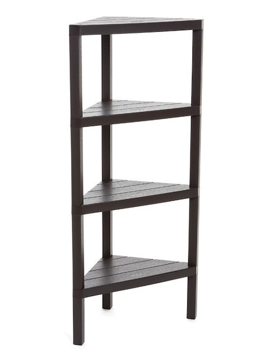 Tatay Lombok Corner Floor Bathroom Shelf Plastic with 4 Shelves 33x33x100cm Brown