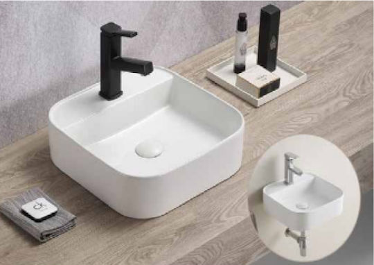 Tema Επικαθήμενος Νιπτήρας Πορσελάνης 40x40x11cm Λευκός