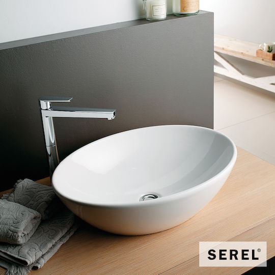 Serel Επικαθήμενος Νιπτήρας Πορσελάνης 55x41cm Λευκό