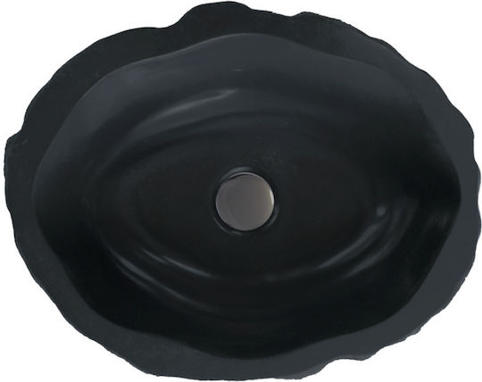 Sanitec Petra Επικαθήμενος Νιπτήρας Πέτρινος 39x39x14cm Anthracit