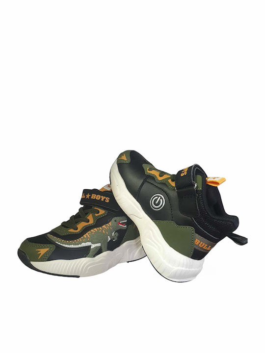 T-rex Kids Sneakers High with Scratch & Lights Green
