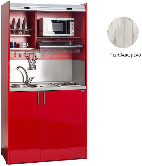 Silver ΚΣ105 Πολυκουζινάκι με Αριστερή Γούρνα 105x65x209cm Μπεζ Πεπαλαιωμένο