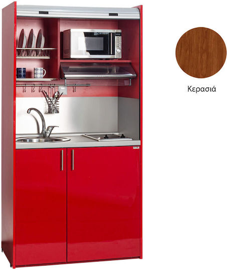 Silver K105 K105-Cherry Kitchenette with Left Sink Bowl 105x65x209cm Cherry
