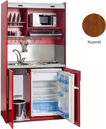 Silver K105 K105-Cherry Kitchenette with Left Sink Bowl 105x65x209cm Cherry