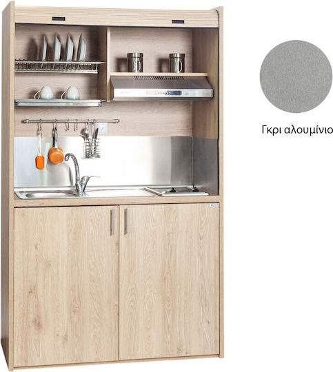 Silver ΚΣ125 Πολυκουζινάκι με Αριστερή Γούρνα 125x65x209cm Γκρι