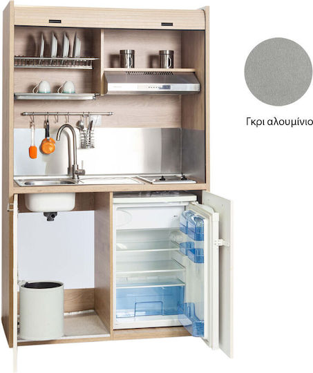 Silver ΚΣ125 Πολυκουζινάκι με Αριστερή Γούρνα 125x65x209cm Γκρι