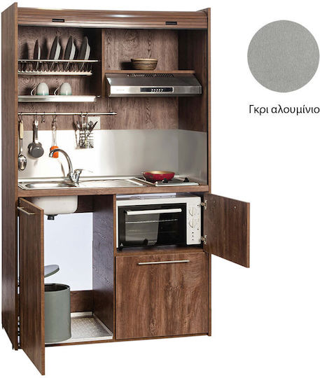 Silver KS125-FOU KS125-FOU-GRI Bucătărie Mică cu Chiuvetă Stângă 125x65x209cm Gri