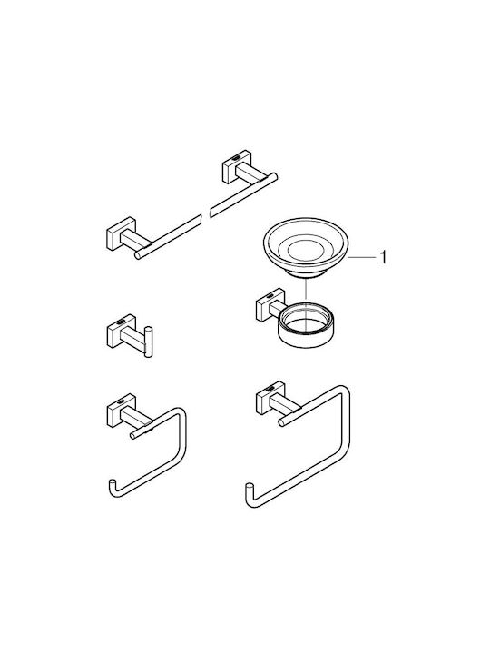 Grohe Essentials Cube New Wall-Mounted Металик Сребрист Бански Комплект 5 Бройки
