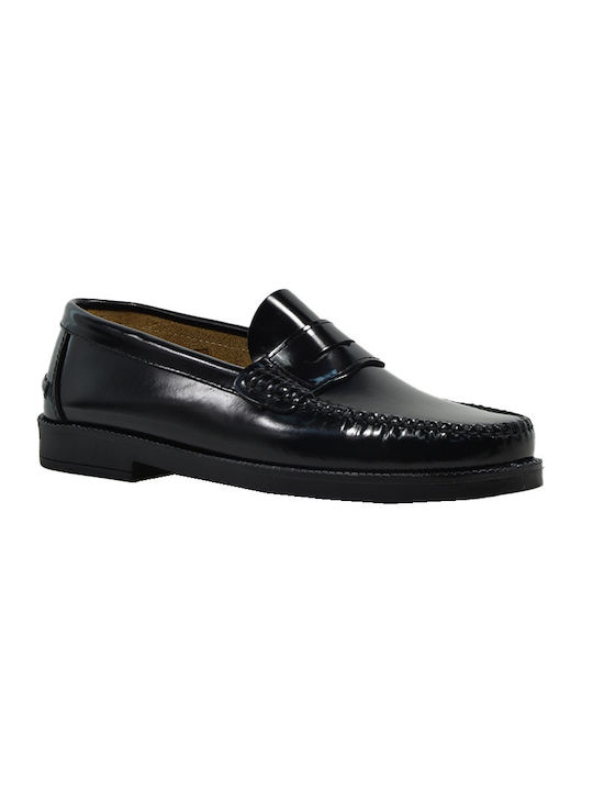 America Men's Leather Loafers Black