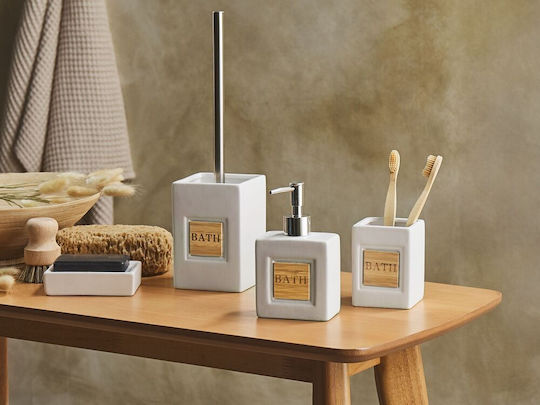 Beliani Badezimmer-Accessoire-Set Keramik Beige 4Stück