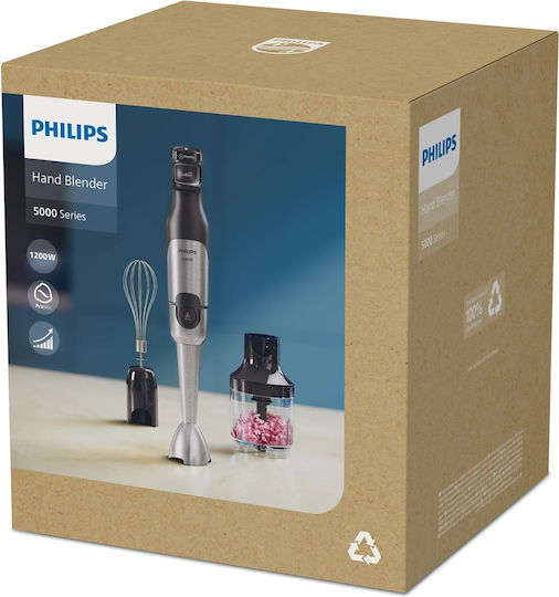 Philips 5000 Series Ραβδομπλέντερ με Ανοξείδωτη Ράβδο 1200W Ασημί