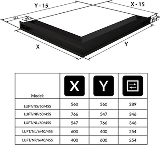 Kratki Γωνιακή Περσίδα Τζακιού 76.6x54.7x6cm Γκρι
