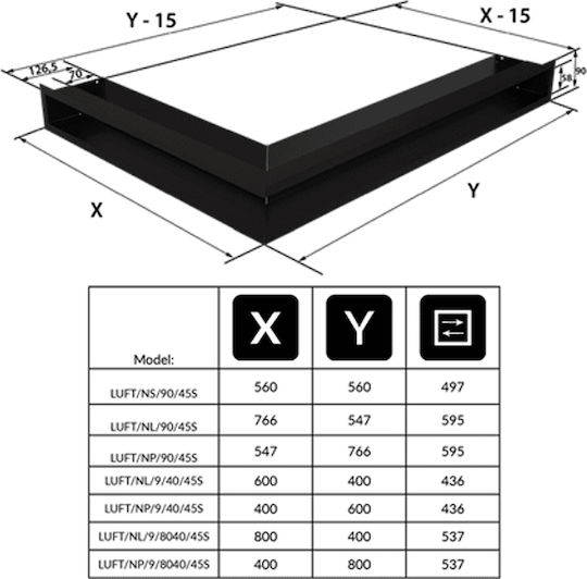Kratki Γωνιακή Περσίδα Τζακιού 76.6x54.7x9cm Λευκή