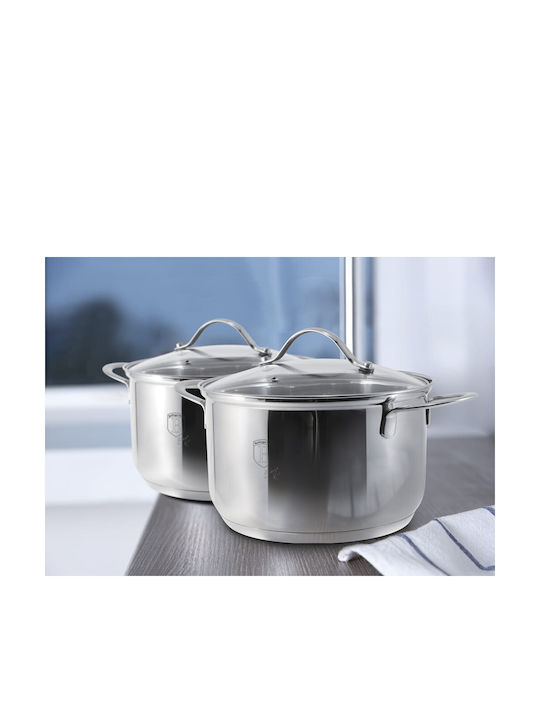 Berlinger Haus Silver Jewellery Collection Cookware Set of Stainless Steel with No Coating Silver 12pcs