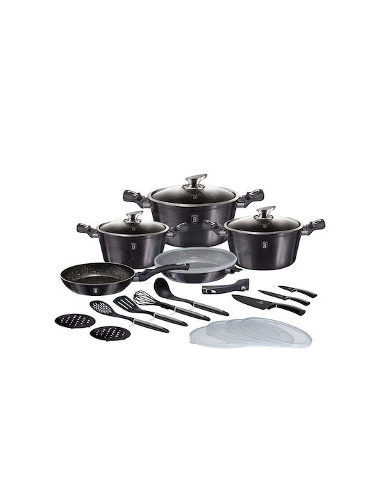 Berlinger Haus Cookware Set of Aluminum with Stone Coating Carbon Pro 22pcs
