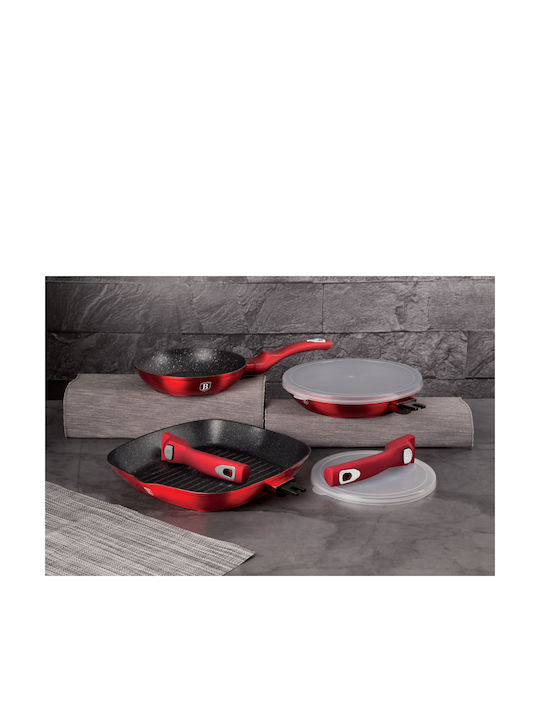 Berlinger Haus Pans Set of Aluminum with Stone Coating Burgundy Collection 5pcs