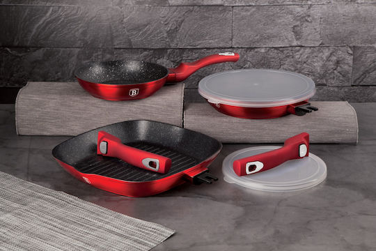 Berlinger Haus Set De Tigăi Din Aluminiu Burgundy Collection Cu Acoperire Interioară Din Piatră 3 Bucăți