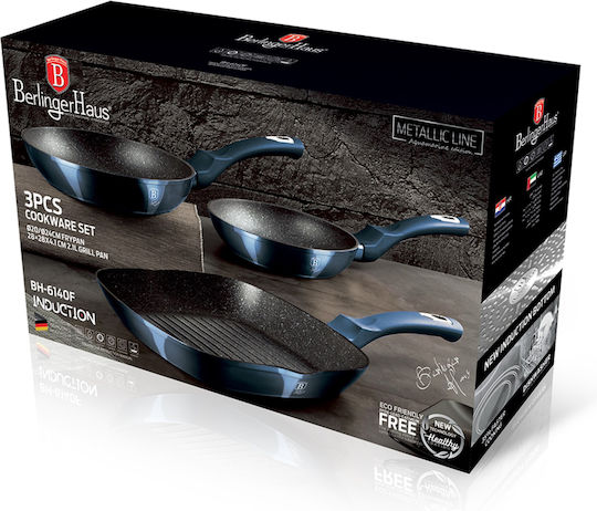 Berlinger Haus Metallic Line Aluminum Pans Set Aquamarine Collection with Non-Stick Interior Coating 3 Pieces