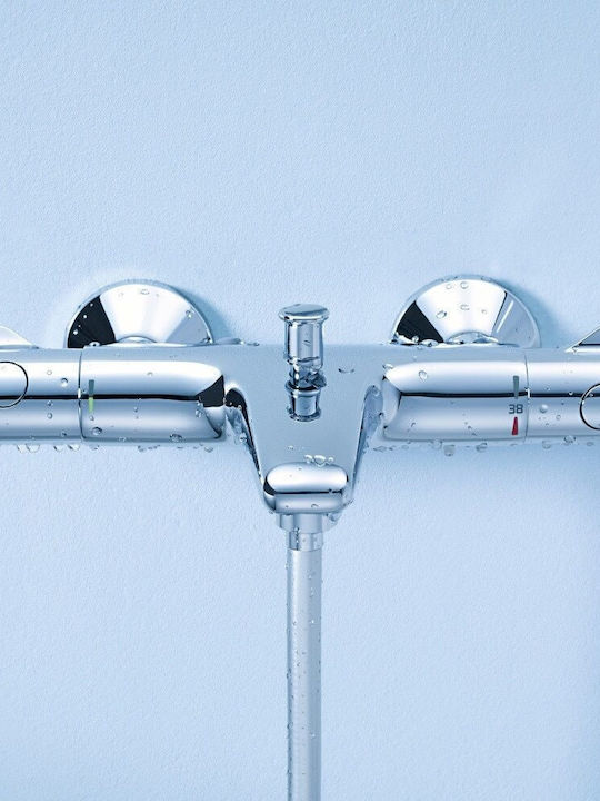 Grohe Grohtherm 800 Αναμεικτική Μπαταρία Μπανιέρας Θερμοστατική Ασημί