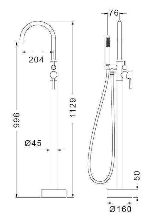 Karag Artemis Mischung Bade- / Duscharmatur Badewanne Silber