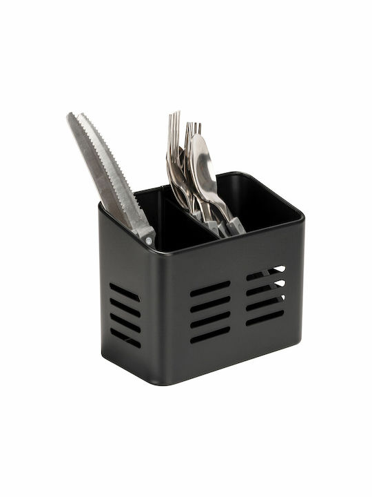 Wenko 55098100 Metallisches Abtropfgestell für Besteck Schwarz 16x13.5x9cm