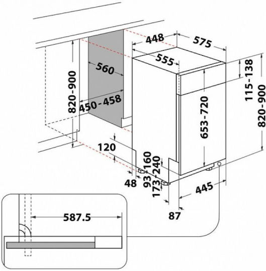 Einbaugeschirrspüler für 10 Gedecke B45xH82cm