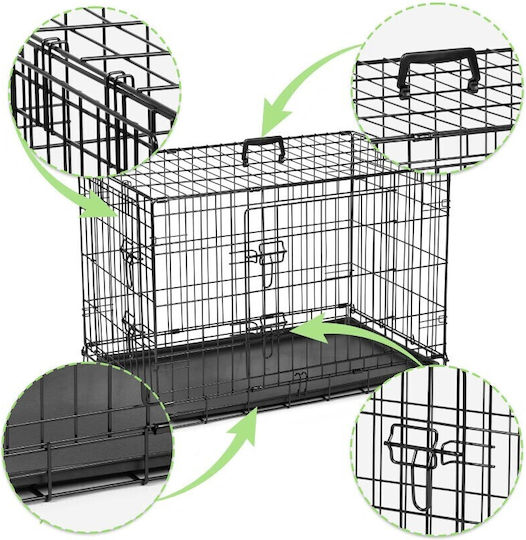 Pethaus Dog Wire Cage Small with 2 Doors Black 75.5x47.5x54cm