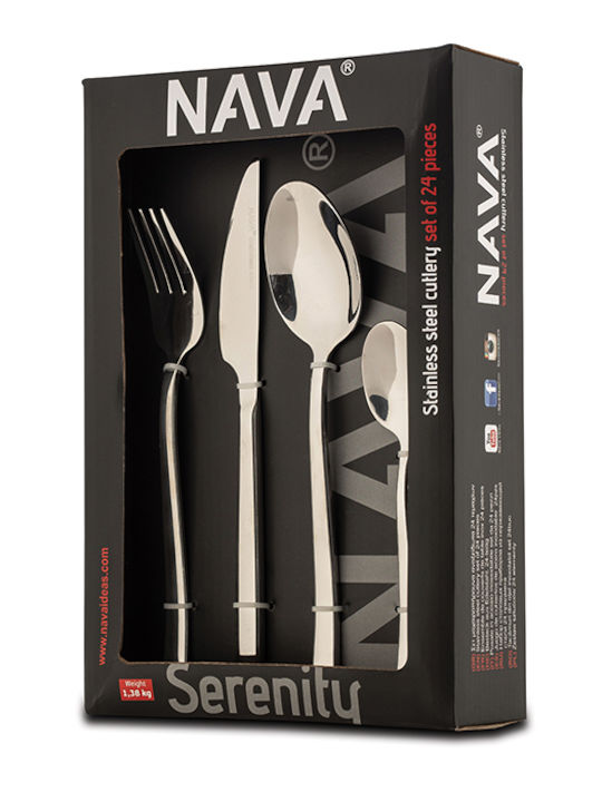 Nava 24-Piece Silver Cutlery Set