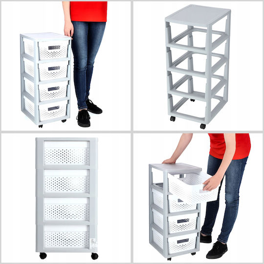 Curver Тролей Кухненски Пластмасов 4 Местен Бял 36x30x69см
