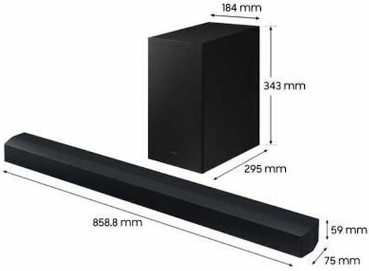 Samsung Саундбар 2.1 Bluetooth 25W с Безжичен Субуфер и Дистанционно Черен HW-C450/EN