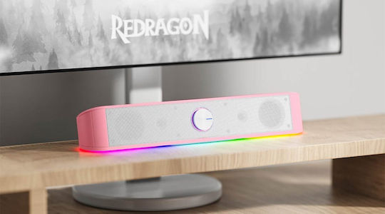 Redragon GS560P Adiemus Ηχείο Υπολογιστή με RGB Φωτισμό και Ισχύ 3W σε Ροζ Χρώμα