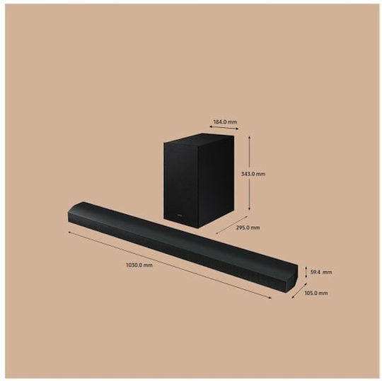 Samsung Soundbar 5.1 Bluetooth και HDMI 400W με Ασύρματο Subwoofer και Τηλεχειριστήριο Μαύρο HW-B750D