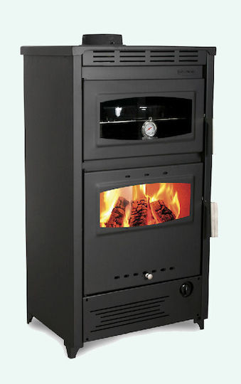 Thermiki ATS Masina Aero 90-30 Steel Wood Stove Air Ηeater with Oven 18kW Black