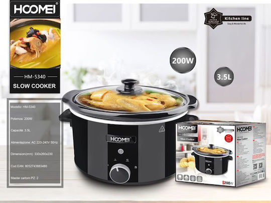 Hoomei Slow Cooker 200W με Χωρητικότητα 3.5lt Μαύρο